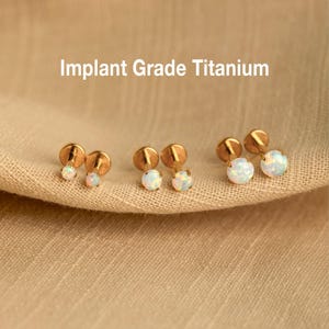 20G/18G/16G Titanium Fire Opal Stone Threadless Push Pin Labret Stud, Tragus stud, Conch Earring, Cartilage Earring, Flat Back Earring