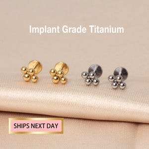Minuscule boule en titane de qualité implantaire 20 g/18 g/16 g, sans filetage, clou labret à enfoncer/quadruples/boucle d'oreille cartilagineuse/piercing hélicoïdal/boucle d'oreille à dos plat