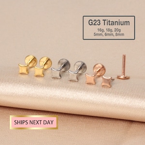 20G/18G/16G Tiny Flat Star Labret/Titanium Flat Back Stud/Rhombus Cartilage Earring/ Tragus Stud/Conch Earring/Helix Stud/Nose Stud