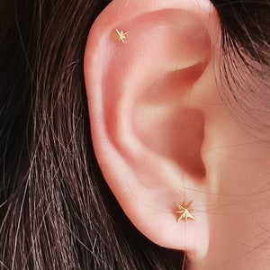 20G/18G/16G Tiny Starburst Stud Push Pin Labret Stud tragus stud conch oorbel helix/kraakbeen piercing Disc Flat Back Stud afbeelding 3