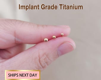 20G/18G/16G Tiny Ball Threadless Push Pin Labret Stud, 2mm/2.5mm/3mm tragus stud, conch earring, cartilage piercing, Flat Back Stud