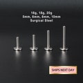 16G/18G/20G - 5,6,8,10mm THREADLESS Push Pin Labret Bar Replacement/Earring Parts/Piercing Parts/Piercing Bars/Flat Backs/Replacement Only