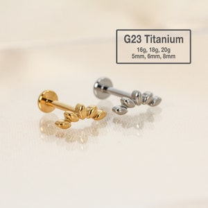 20G/18G/16G Climber Labret Flat Back Titanium - clou tragus - boucle d'oreille conque - tragus - hélice - piercing de cartilage - clou de nez