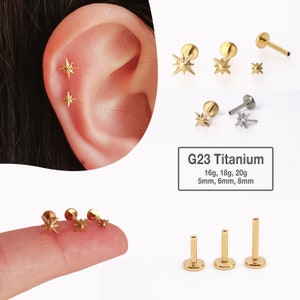 Tiny Starburst Threadless Push Pin Labret Stud 2.5/3.5/5mm Cartilage earring, Tragus, Flat Back Earring, Forward helix, Nose Stud image 6