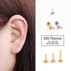 20G/18G/16G Tiny lightning bolt Labret Flat Back Stud - tragus stud - conch earring - tragus - helix - cartilage piercing - Nose Stud
