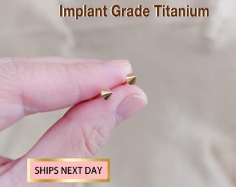 16G/18G/20G Titanium Spike Threadless Push Pin Labret, Cartilage Stud, Nose Stud, tragus, conch, helix, cartilage piercing,Flat Back Earring