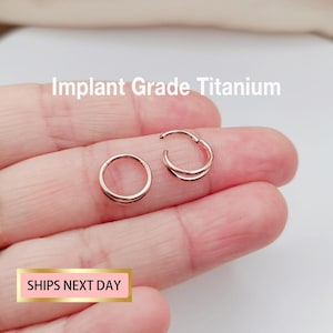 Rose Gold Double Hoop Nose Ring Titanium Nose Hoop/Cartilage Hoop/Conch Earring/Daith Ring/Tragus Hoop/Helix Hoop/Hoop Earring 20G/18G/16G