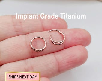 Rose Gold Double Hoop Nose Ring Titanium Nose Hoop/Cartilage Hoop/Conch Earring/Daith Ring/Tragus Hoop/Helix Hoop/Hoop Earring 20G/18G/16G