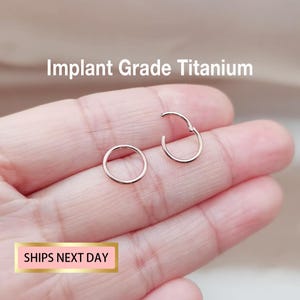 Rose Gold Color Titanium Implant Grade Nose Ring, Hinged Segment Nose Ring Septum Clicker Ring Daith Hoop 20G/18G/16G/14G