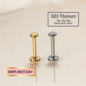 Clou labret cercle plat 20G/18G/16G - clou tragus - boucle d'oreille conque - piercing hélix/cartilage - clou à dos plat disque