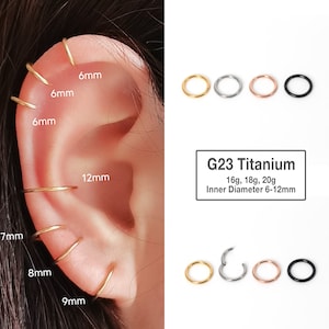 20G/18G/16G Titanium Hinge Hoop - Hinged Segment Nose Ring - Nose Hoop - Round Earring - Seamless Hinged Clicker Hoop - Septum Ring
