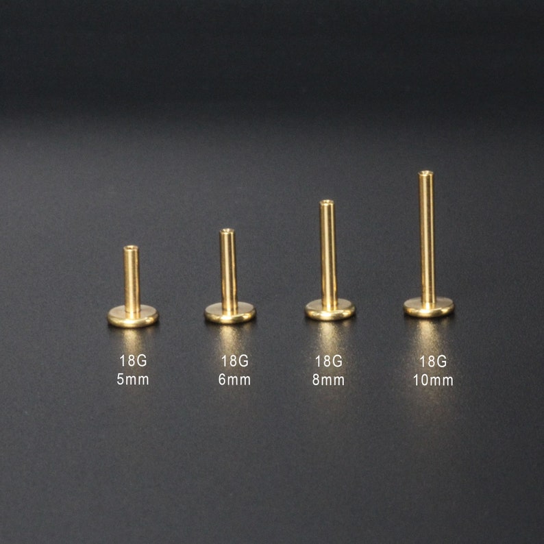 Puede incluir: Cuatro tachuelas de joyer&iacute;a corporal de calibre 18 de color dorado con diferentes longitudes: 5 mm, 6 mm, 8 mm y 10 mm.