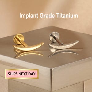 Labret bar pour grimpeur en titane 20G/18G/16G, clou à épingle, boucle d'oreille incurvée sans filetage à l'arrière, clou tragus, boucle d'oreille conque, piercing de cartilage