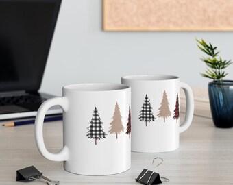 Plaid Trees Ceramic Mug 11oz