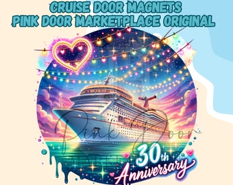 30th Anniversary Cruise Door Magnet, Watercolor Design, Celebration Cruise