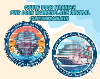 Customizable Cruise Door Magnet, Personalized Door Magnet, Cruise Ship Gift Exchange, Custom Cruise Ship Carnival, Ports of Call, Ship Name