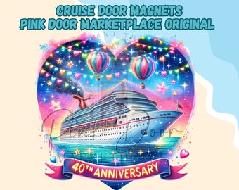 40th Anniversary Cruise Door Magnet, Watercolor Design, Anniversary Celebration