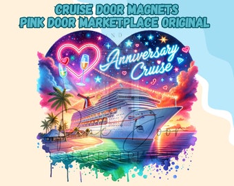 Anniversary Cruise Door Magnet, Watercolor Travel Decor