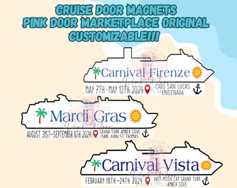 Customizable Cruise Door Magnet, Personalized Door Magnet, Cruise Ship Gift Exchange, Custom Cruise Ship Carnival, Ports of Call, Ship Name
