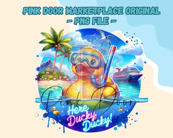 Rubber Duck Cruise PNG, Digital Download, Carnival Cruise Ship PNG, Watercolor PNG, Ducky Cruise png, Sublimation png, Kids Magnet png