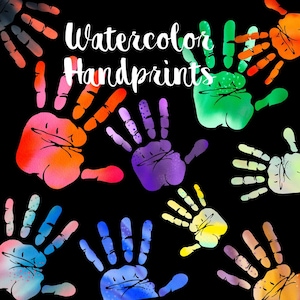 watercolor handprints clipart, hands clip art set, commercial use clipart, watercolor clipart download, hand prints design, retro clipart