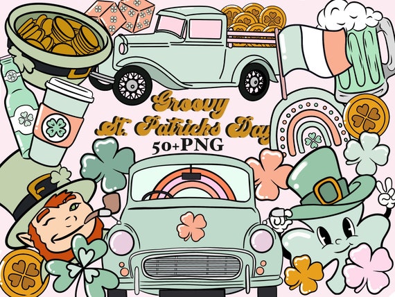 st. patricks day clipart, groovy st.patricks day, st. patrick‘s day clip art, Hippie st. patricks day, groovy st. patricks day, boho, luck