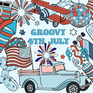 Imágenes prediseñadas del 4 de julio, imágenes prediseñadas del día de la independencia, imágenes prediseñadas groovy del 4 de julio, png hippie del 4 de julio, imágenes prediseñadas del día de la independencia groovy, bandera americana