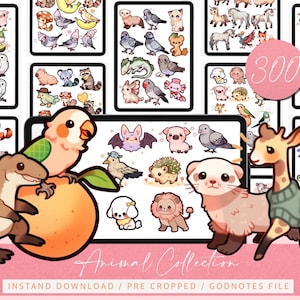 Kawaii GoodNotes Sticker, Animal GoodNotes Sticker, digital Sticker kawaii, doodle animals GoodNotes, cat GoodNotes Sticker,