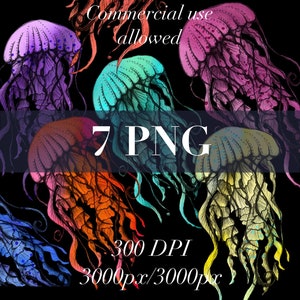 jellyfish clipart, watercolor jellyfish, jellyfish png, jellyfish clip art, commercial use, unlimited, mint, pastel, pink, hand drawn, red