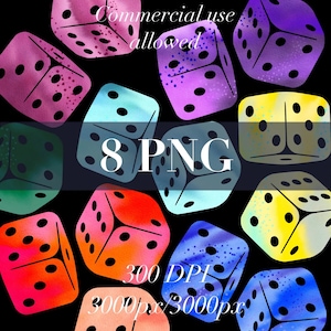watercolor dice clipart, dice clip art, commercial use clipart, watercolor art set, dice art set, clipart collection, retro art