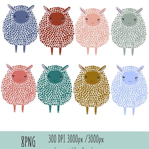 sheep clipart set, cute sheep clip art, kids clipart design, sheep art digital download, commercial use clipart, cute animal clip art