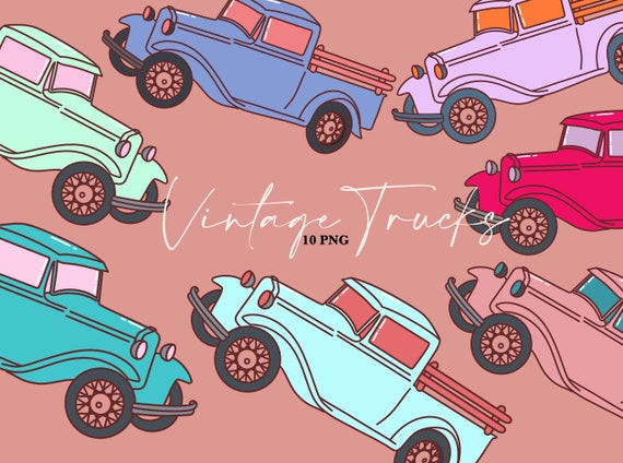 Truck Clipart Retro Clip Art Truck Png Vintage Car Clipart - Etsy