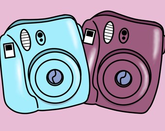 polaroid camera clipart, polaroid camera clip art, camera png, sticker  clipart, commercial use,kawaii sticker png,unlimited commercial,retro