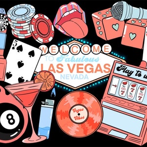 clipart di casinò, clip art di Las Vegas, design di clipart di casinò, set di clip art di gioco d'azzardo, arte di Las Vegas, clipart per uso commerciale, clipart di Las Vegas