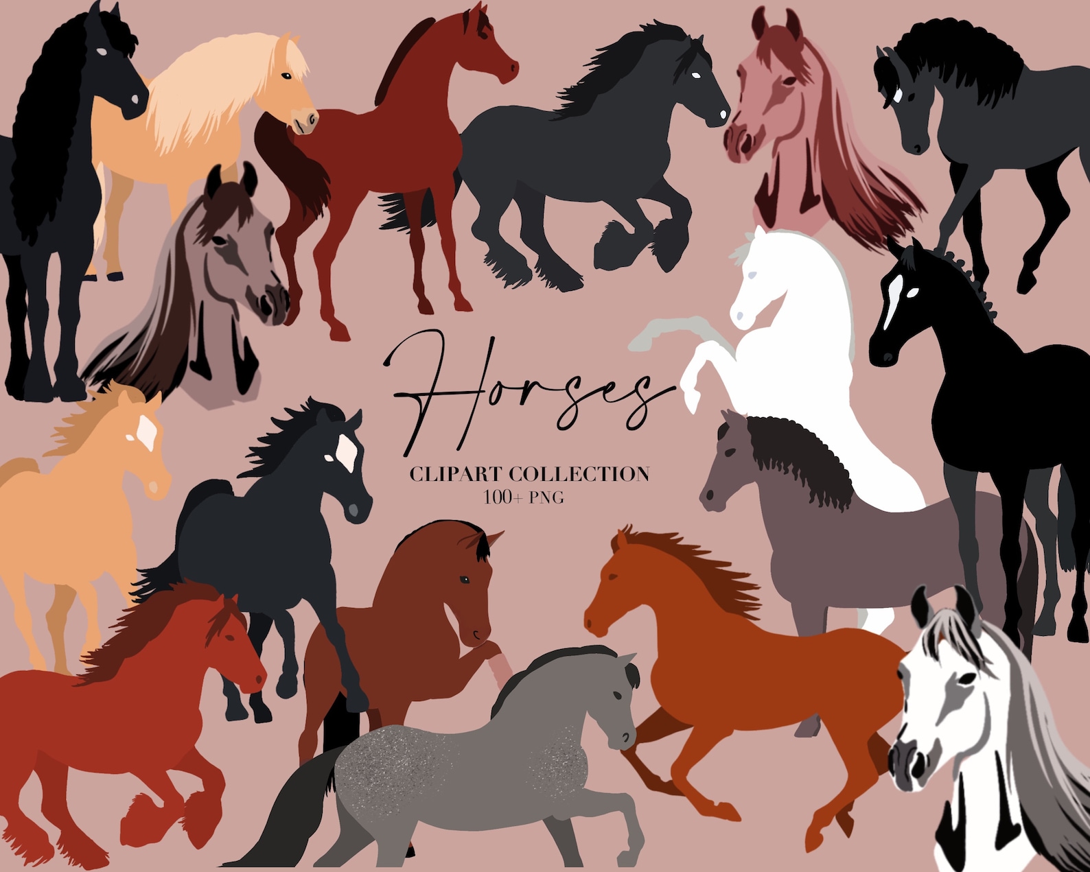 Horses Clipart Horse Png Horse Clip Art Pony Clipart Set - Etsy