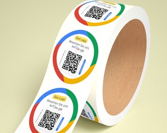 Personalized Stickers - Google Review Stickers Labels Roll with your logo and QR code