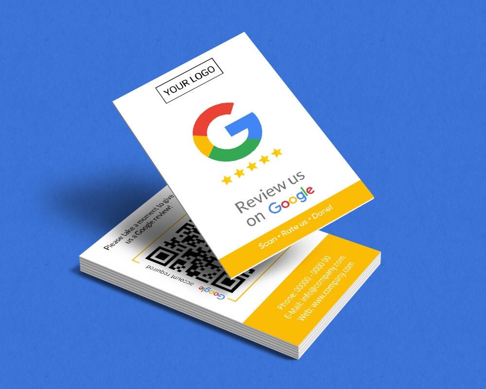 Google Review Business Card Icon with Google Review QR Code