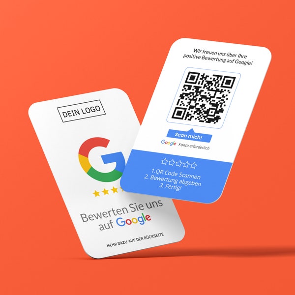 Bewertungskarten mit Logo für Google Bewertung mit QR-Code
