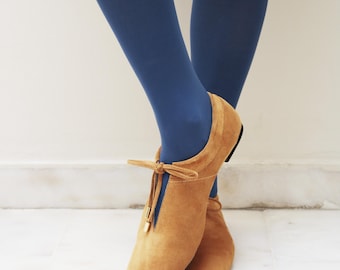 Handmade Tan Suede Flats: Women's Suede Ballet Shoes