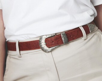 Handmade Brown Leather Cowboy Belt: Western Style