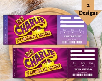 Charlie and the Chocolate factory Broadway Surprise Ticket. Editable Keepsake, Gift Ticket Template, Birthday Gift, Anniversary Gift
