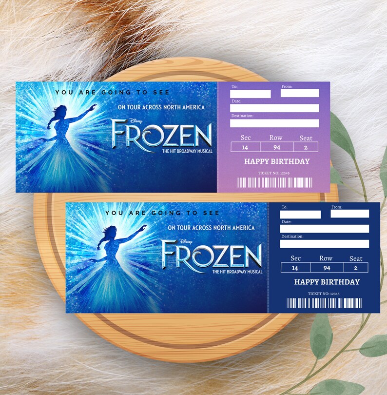 Printable Frozen Broadway Surprise Ticket, Frozen the Musical Theatre