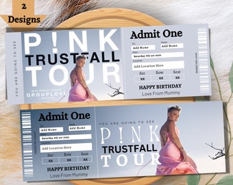 Surprise Pink Concert Tickets. Trustfall Tour 2023 Ticket Stub. Keepsake or Ticket Gift. Instant Download, ticket gift Template