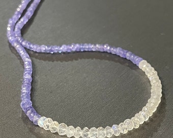 AAA Quality Tanzanite and Moonstone Single Strand Beaded Rondelle Necklace, Tanzanite Jewelry, Perfect for Gifting