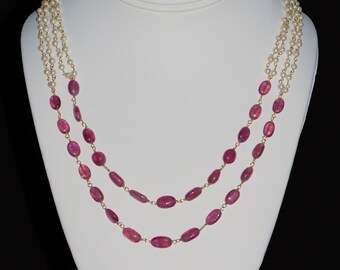 Pink Sapphire and Pearl Necklace