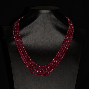 4 Strand Large Natural Ruby Necklace