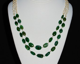 Emerald and Pearl Necklace