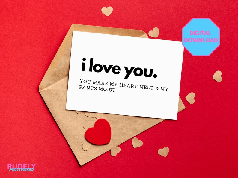 Printable I Love You Card Instant Download 7x5 Card Adult - Etsy