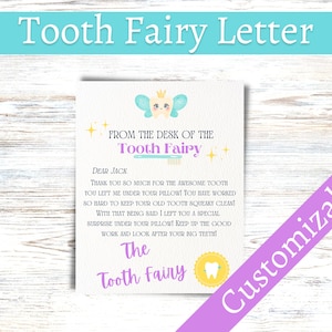 Carta DIGITAL personalizable del hada de los dientes- Descarga instantánea