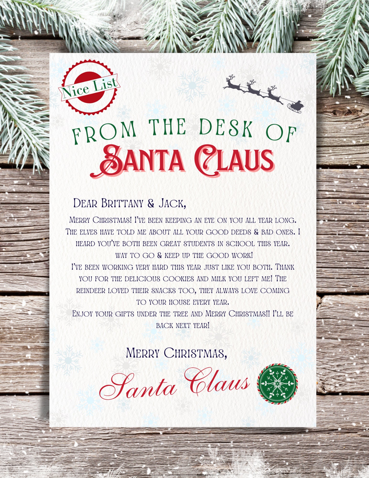 DIGITAL Customizable Letter From Santa Template - Edit Yourself - Etsy